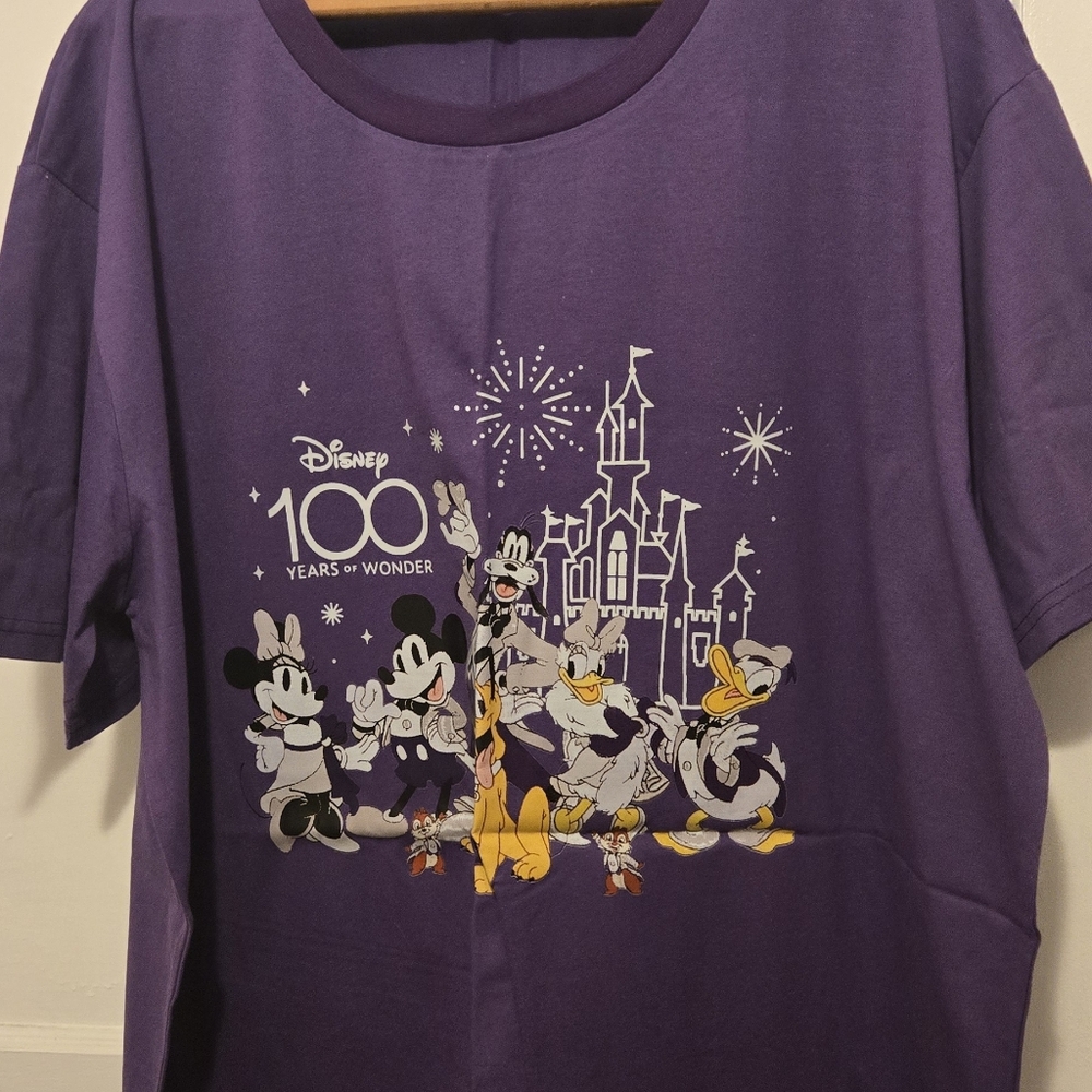 Disney Purple Short Sleeve Tee with Magical Castle Design